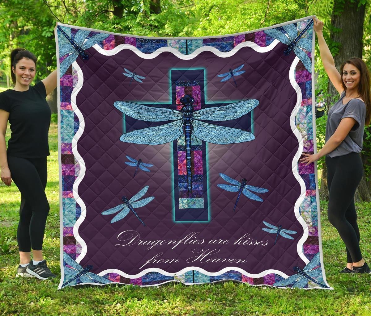 Dragonflies Are Kisses From Heaven Quilt Blanket Dragonfly Lover