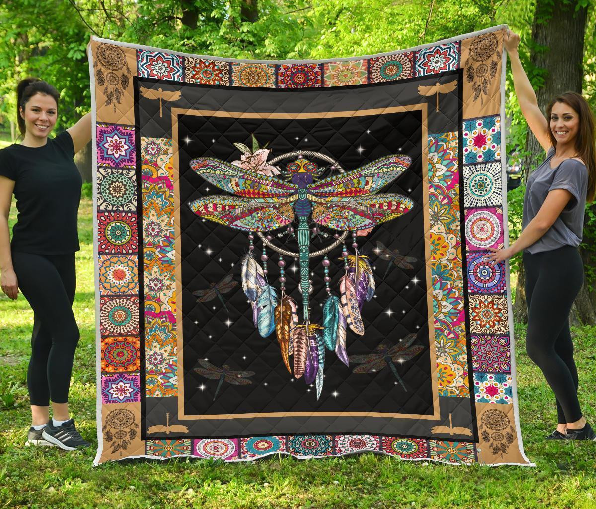 Dreamcatcher Native Dragonfly Quilt Blanket Amazing Gift Idea