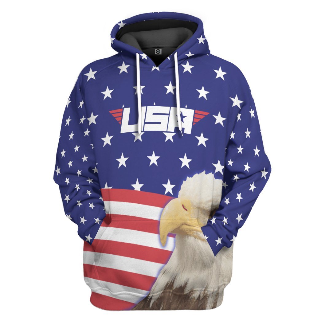 Eagle America Flag All Over Print T-Shirt Hoodie Apparel