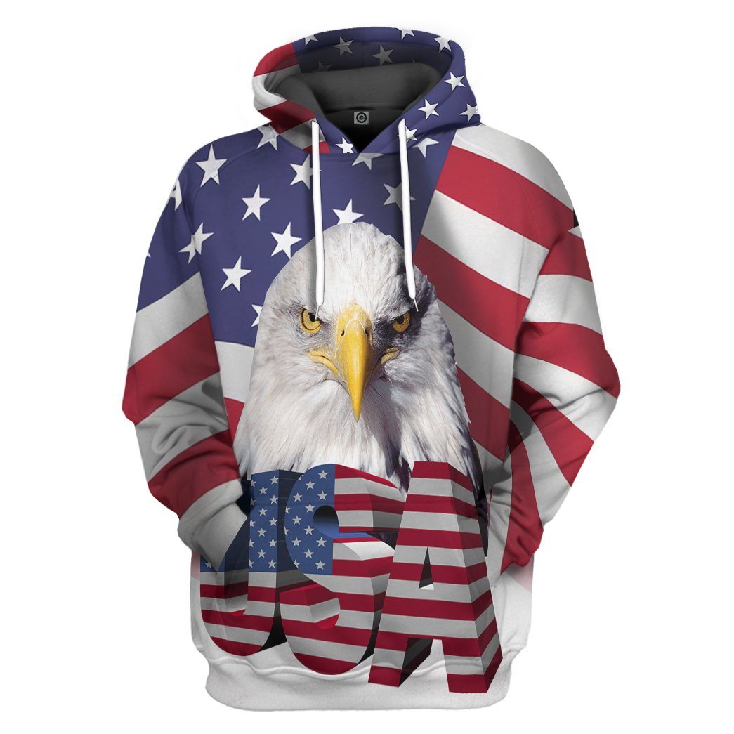 Eagle USA Flag All Over Print T-Shirt Hoodie Apparel