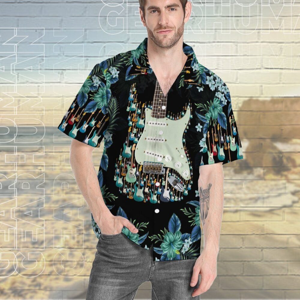 Electric Guitar Hawaii Shirt Custom Shorts Sleeve Shirt