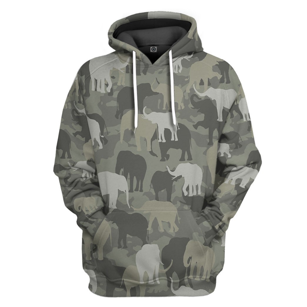 Elephants Camo All Over Print T-Shirt Hoodie Fan Gifts Idea