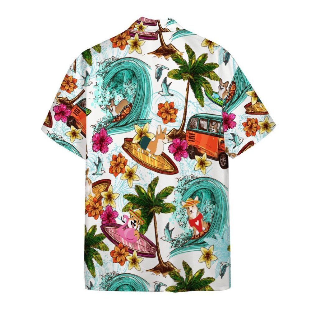 Enjoy Surfing With Corgi Dog Custom Short Sleeve Shirt