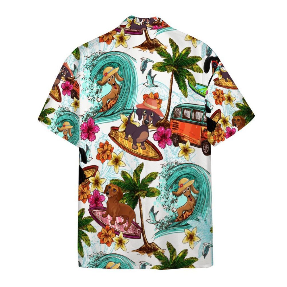 Enjoy Surfing With Dachshund Dog Custom Short Sleeve Shirt