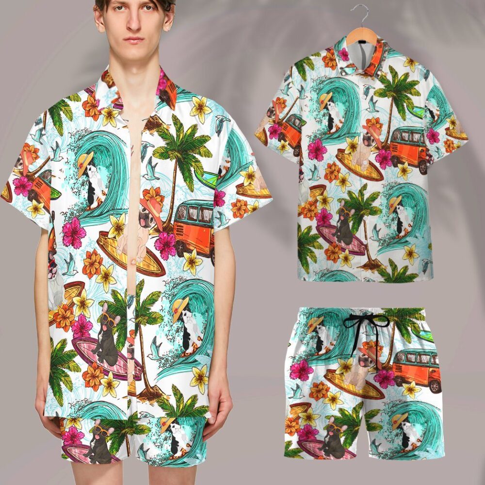 Enjoy Surfing With French Bulldog Custom Short Sleeve Shirt