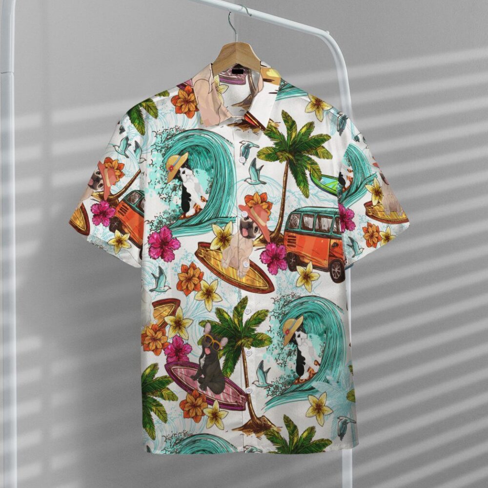 Enjoy Surfing With French Bulldog Custom Short Sleeve Shirt