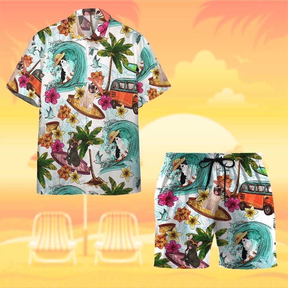 Enjoy Surfing With French Bulldog Custom Short Sleeve Shirt