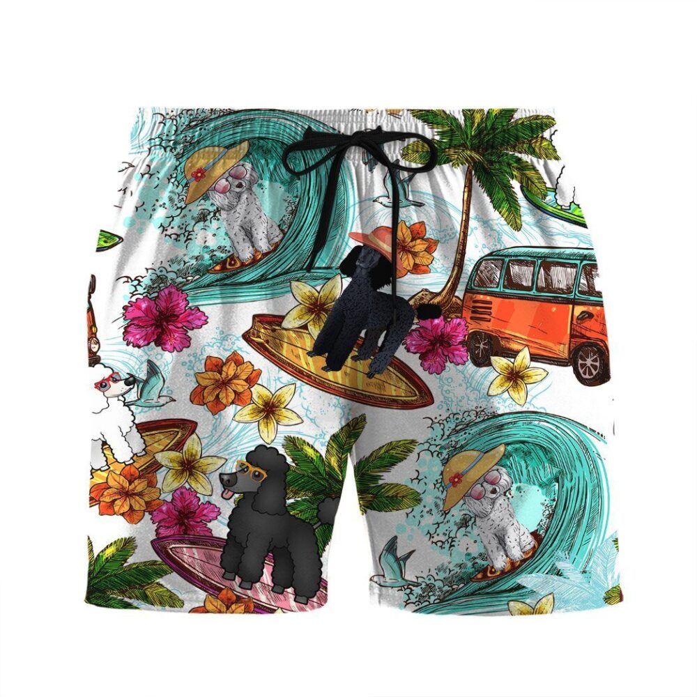 Enjoy Surfing With Poodle Dog Custom Short Sleeve Shirt