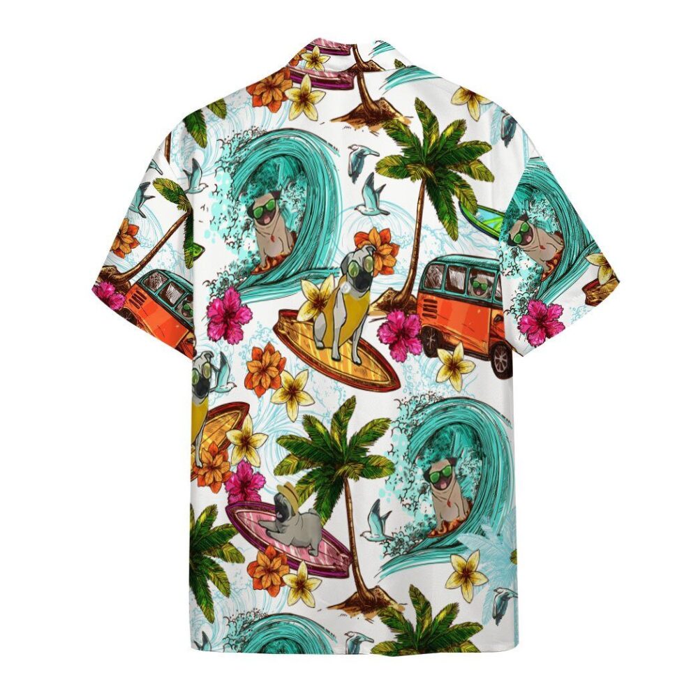 Enjoy Surfing With Pug Dog Custom Short Sleeve Shirt