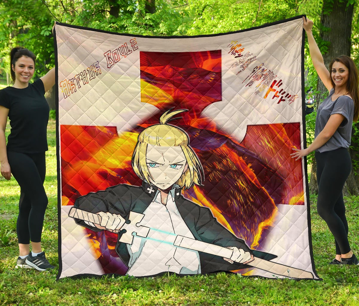 Fire Force Anime Premium Quilt Arthur Boyle Lighting Sword Fire Quilt Blanket