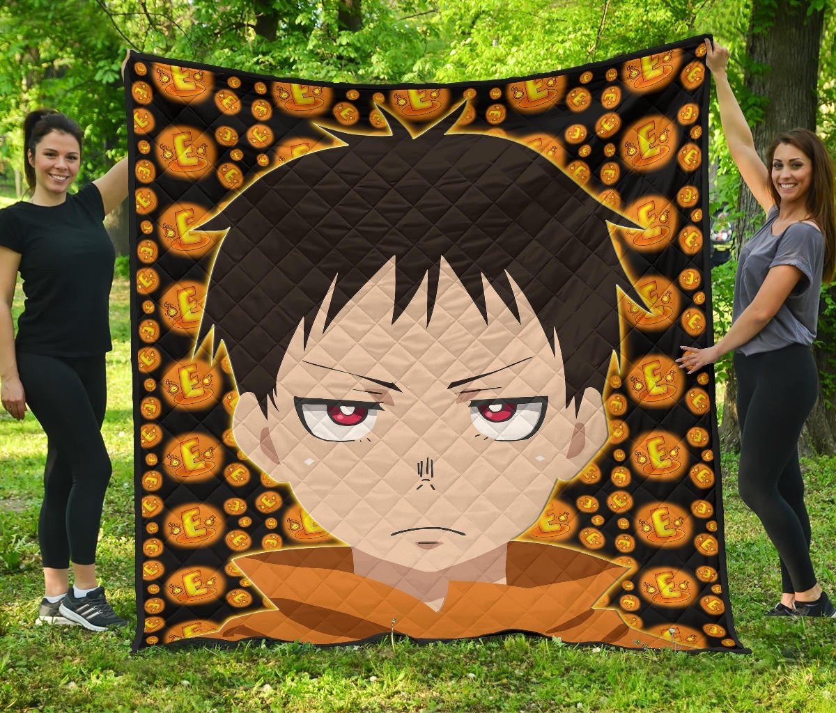 Fire Force Anime Premium Quilt Shinra Kusakabe Red Eye E Letter Fire Patterns Quilt Blanket