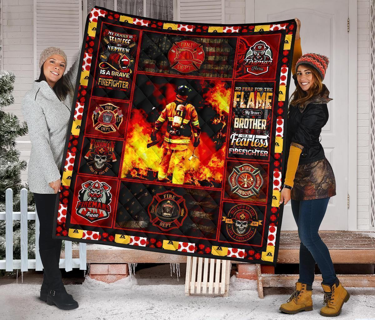 Firefighter Quilt Blanket Amazing Gift Idea