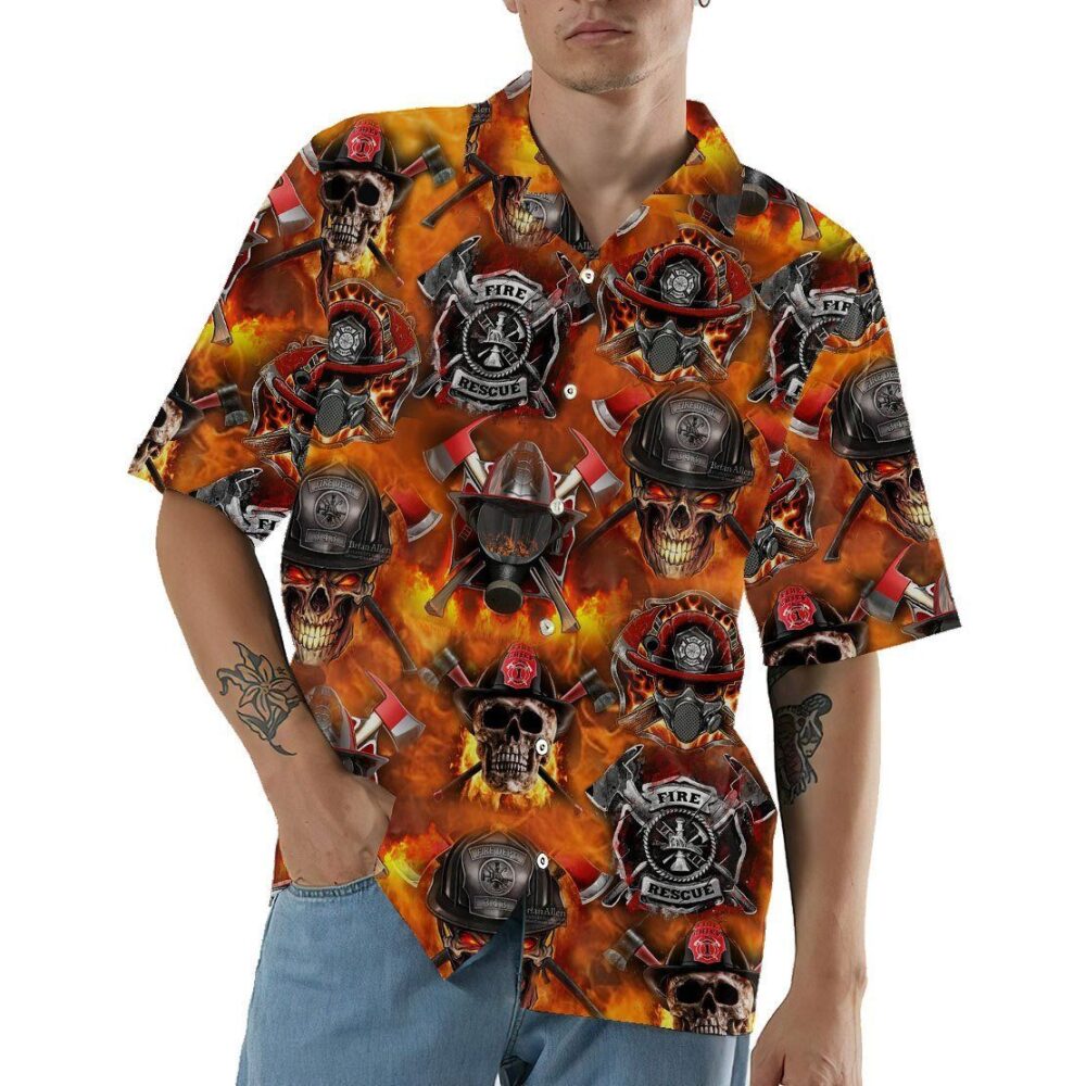 Firefighter Skull Custom Hawaiian Shirts For Men And Women