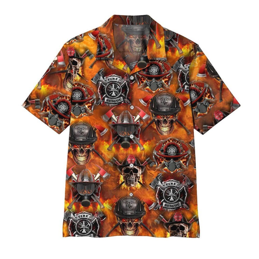 Firefighter Skull Custom Hawaiian Shirts For Men And Women