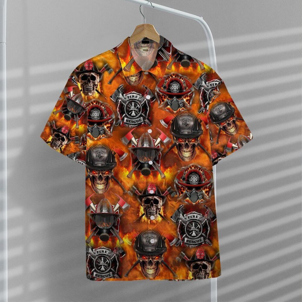 Firefighter Skull Custom Hawaiian Shirts For Men And Women