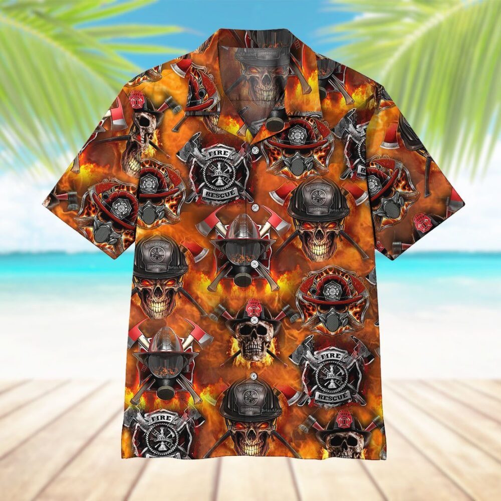 Firefighter Skull Custom Hawaiian Shirts For Men And Women