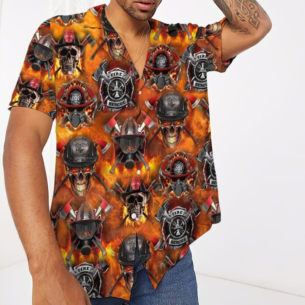 Firefighter Skull Custom Hawaiian Shirts For Men And Women