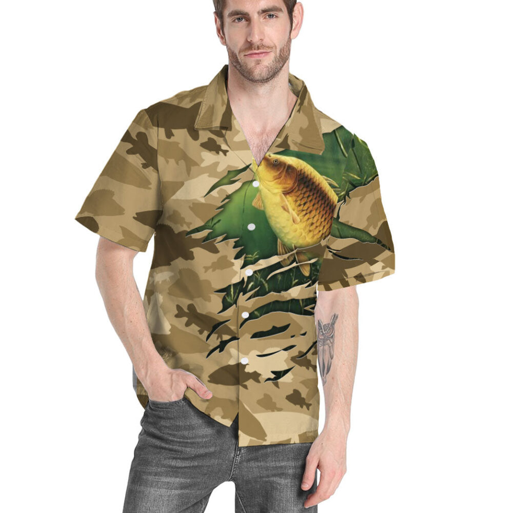 Fishing American Flag Camo Pattern Custom Hawaii Shirt