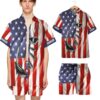 Fishing Hooked American Flag Custom Text Short Sleeve Shirt Xtdzm