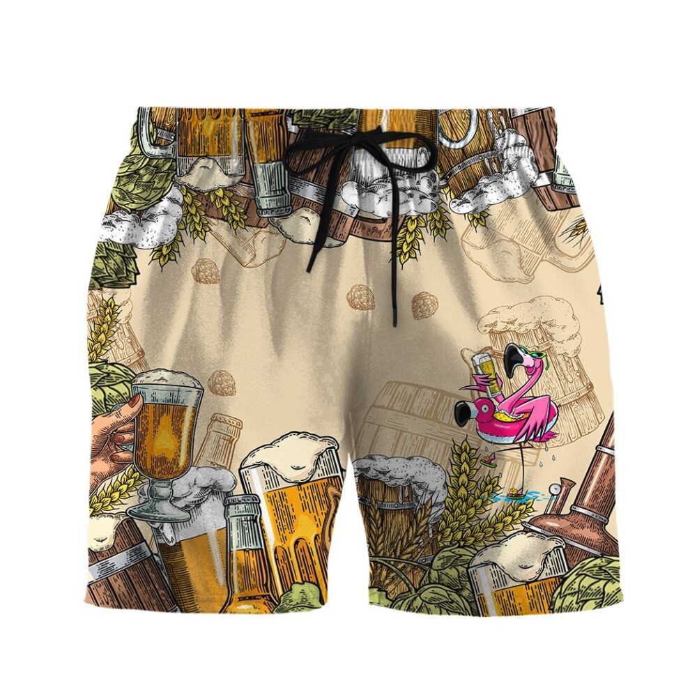 Flamingo And Beer Custom Hawaii Shirt