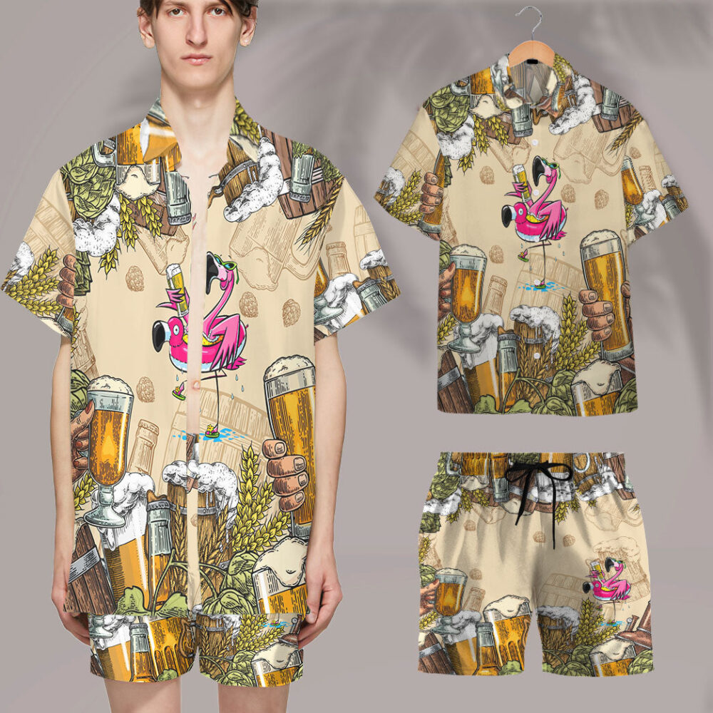 Flamingo And Beer Custom Hawaii Shirt