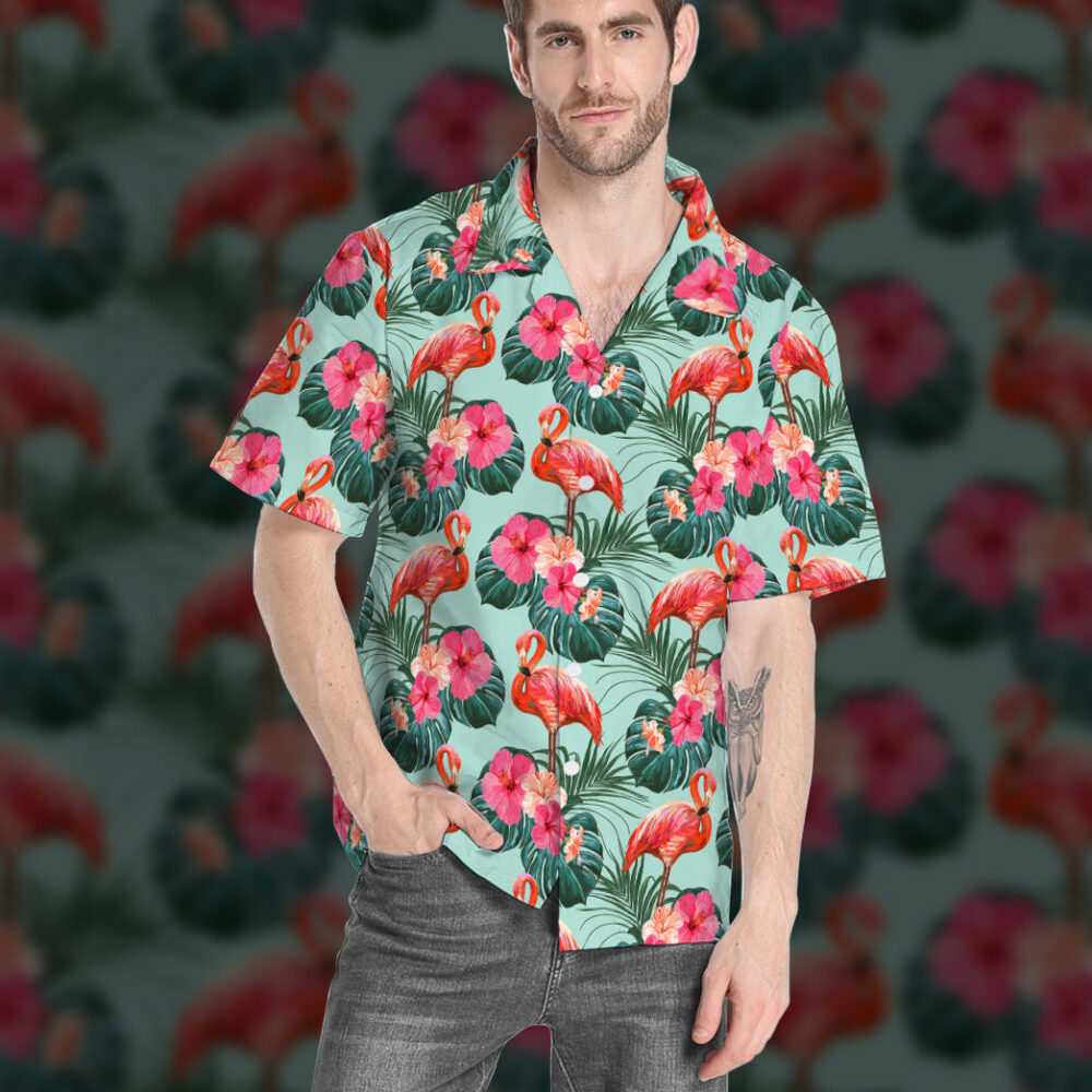 Flamingo Beautiful Summer Floral Custom Hawaii Shirt