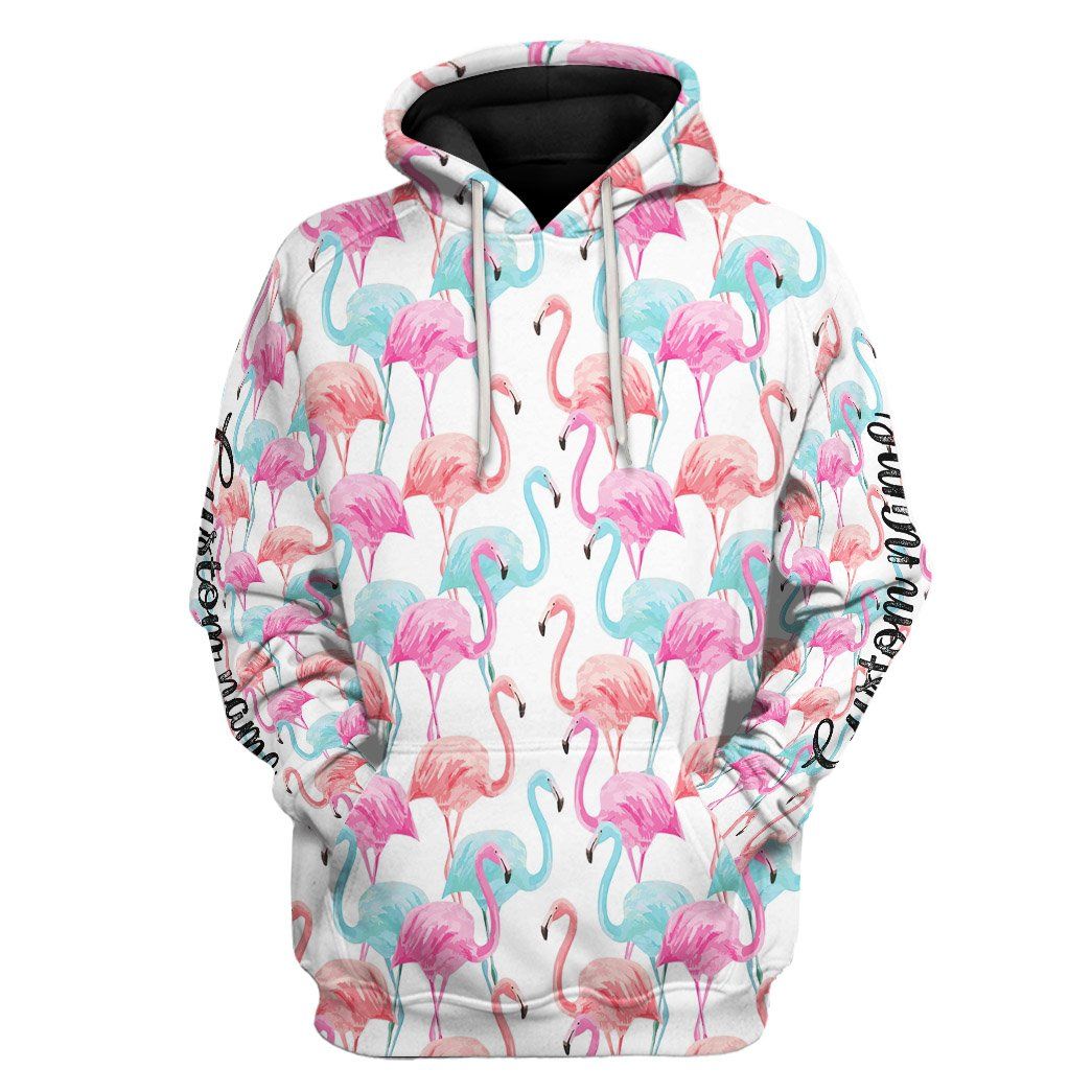 Flamingo Pink Blue Water Hoodie Custom Hoodies