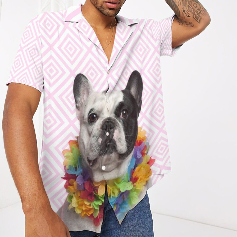 French Bulldog Wearing Hawaiian Lei Custom Hawaii Shirt