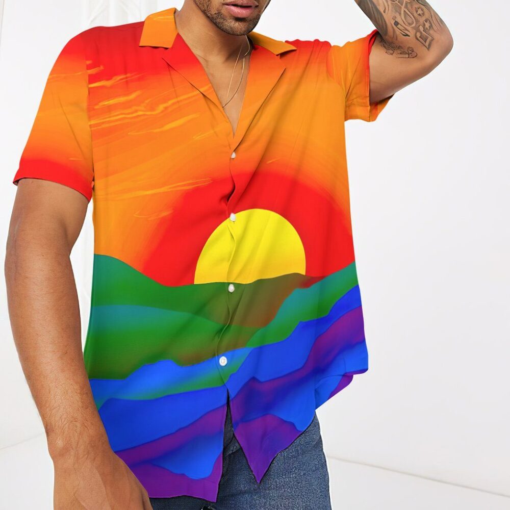 Gay Pride Sunrise Custom Hawaii Shirt