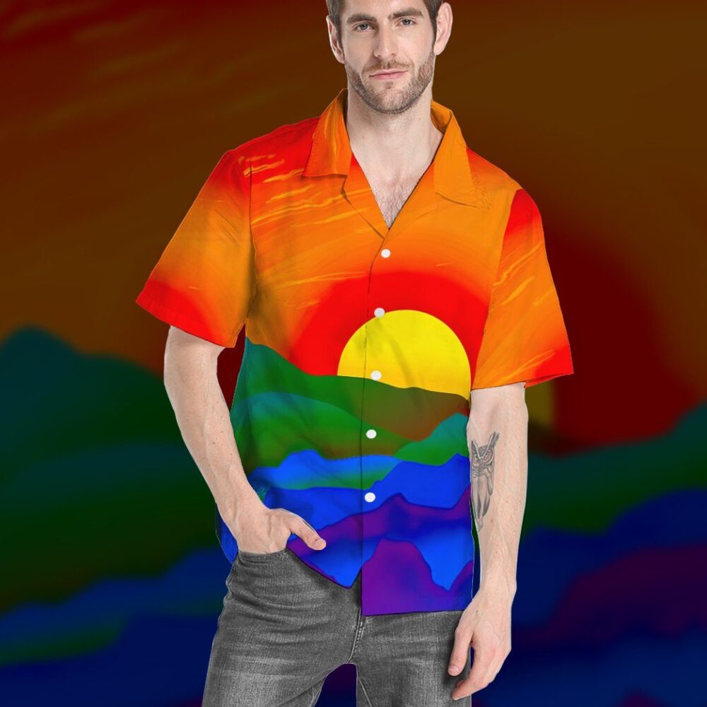 Gay Pride Sunrise Custom Hawaii Shirt