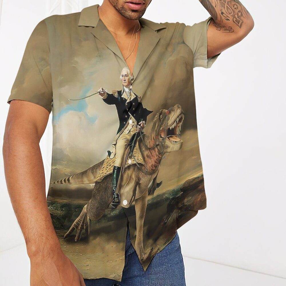 George Washington Dinosaur Custom Short Sleeve Shirt