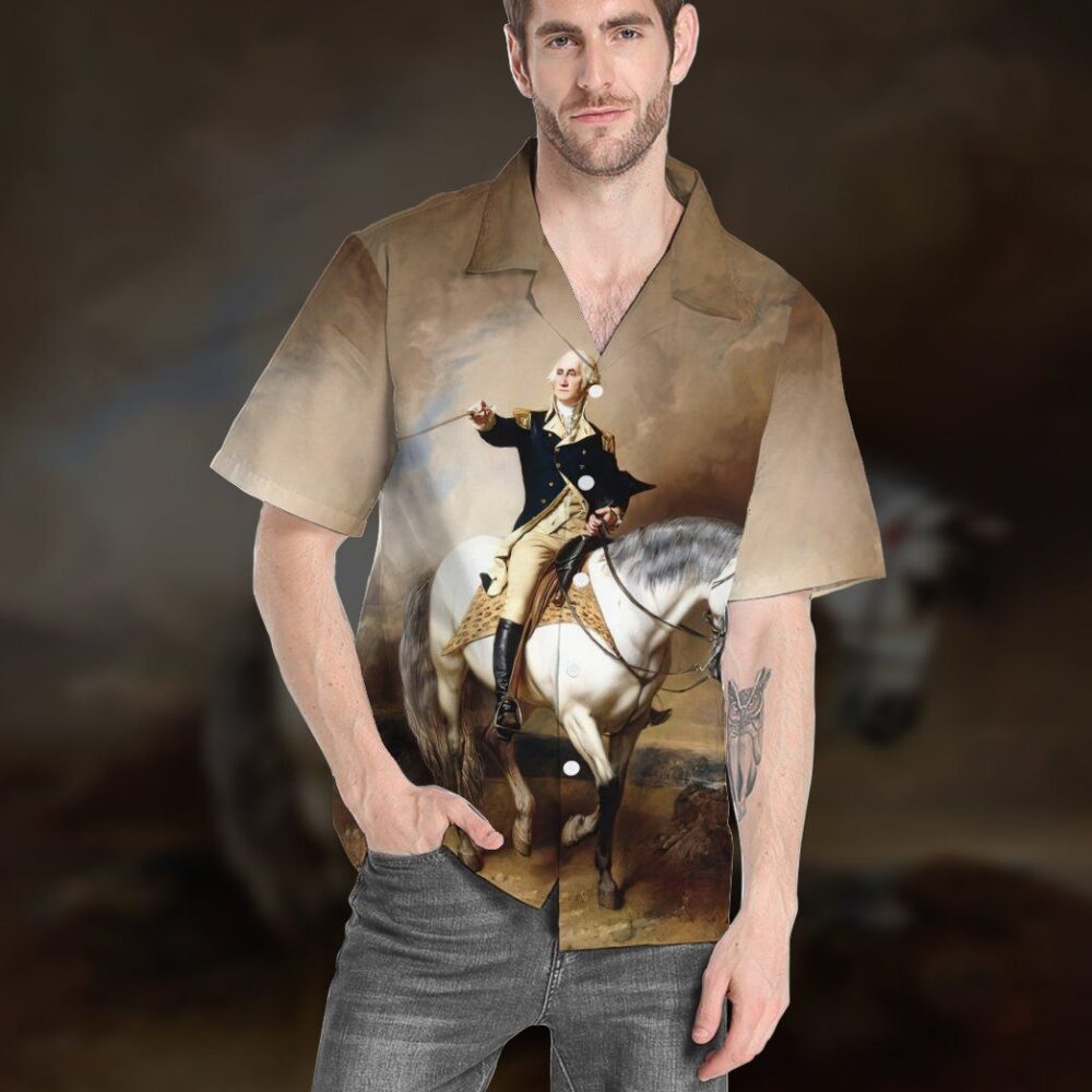 George Washington Taking The Salute At Trenton Custom Short Sleeves Shirt