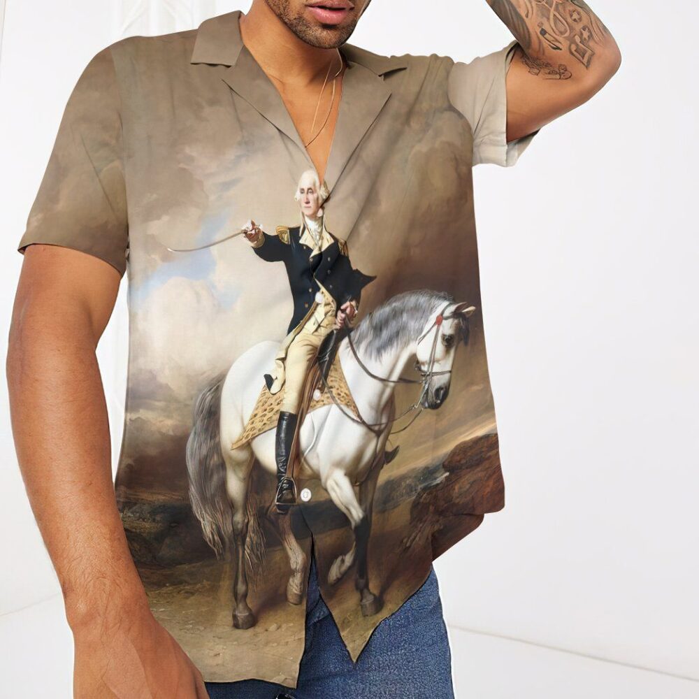 George Washington Taking The Salute At Trenton Custom Short Sleeves Shirt