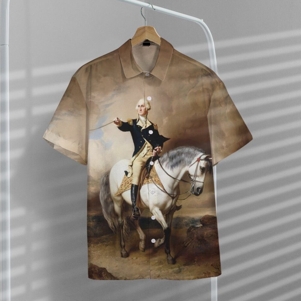 George Washington Taking The Salute At Trenton Custom Short Sleeves Shirt