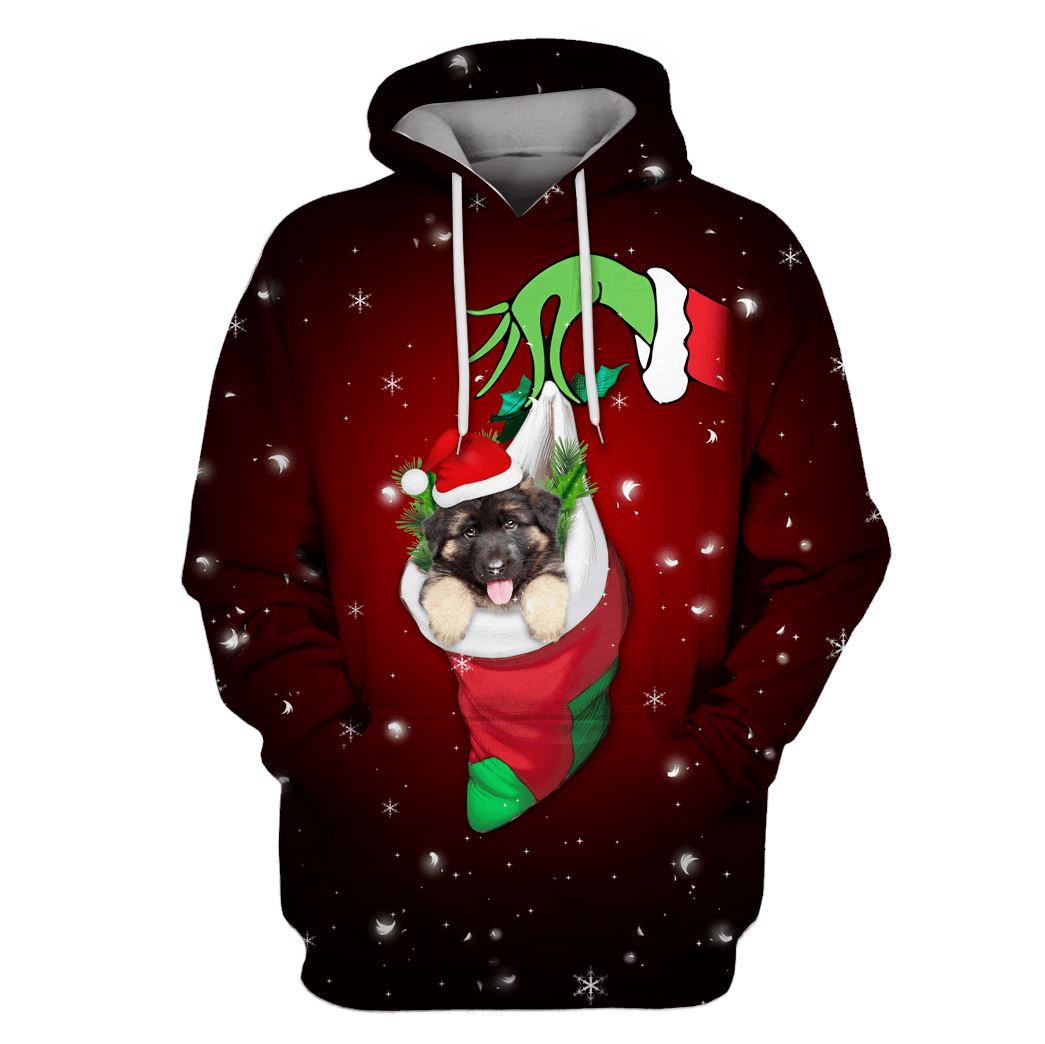 German Shepherd merry christmas Custom T-Shirt Hoodie Apparel