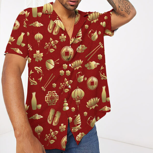 Gold Asian Culture Hawaii Shirt