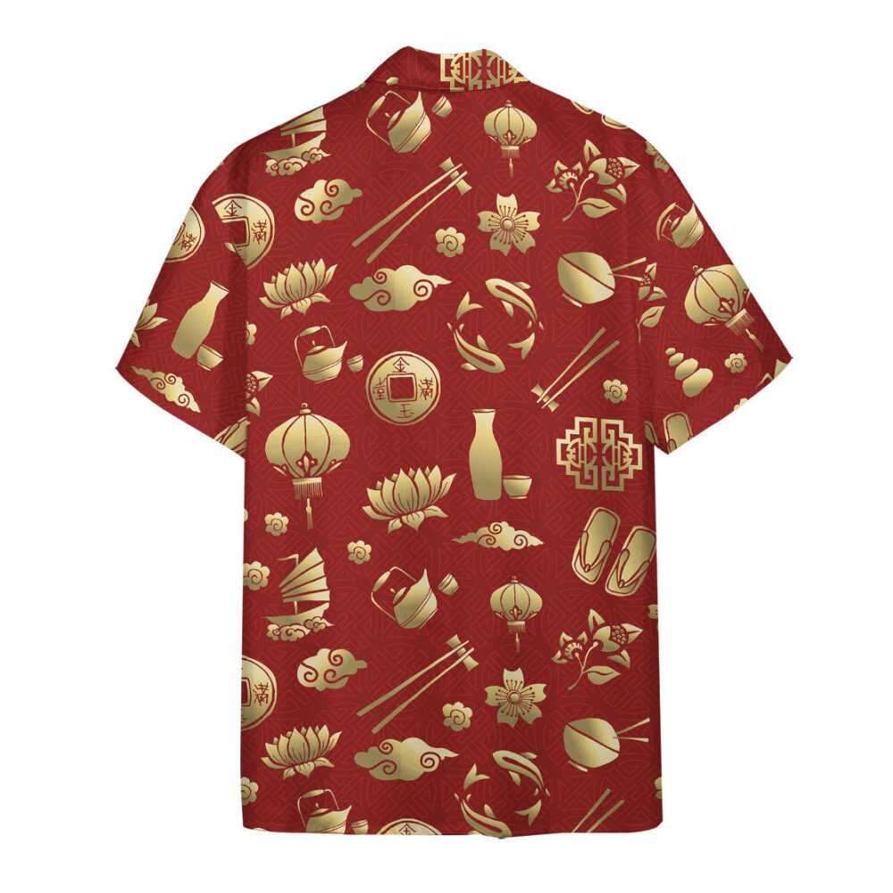 Gold Asian Culture Hawaii Shirt