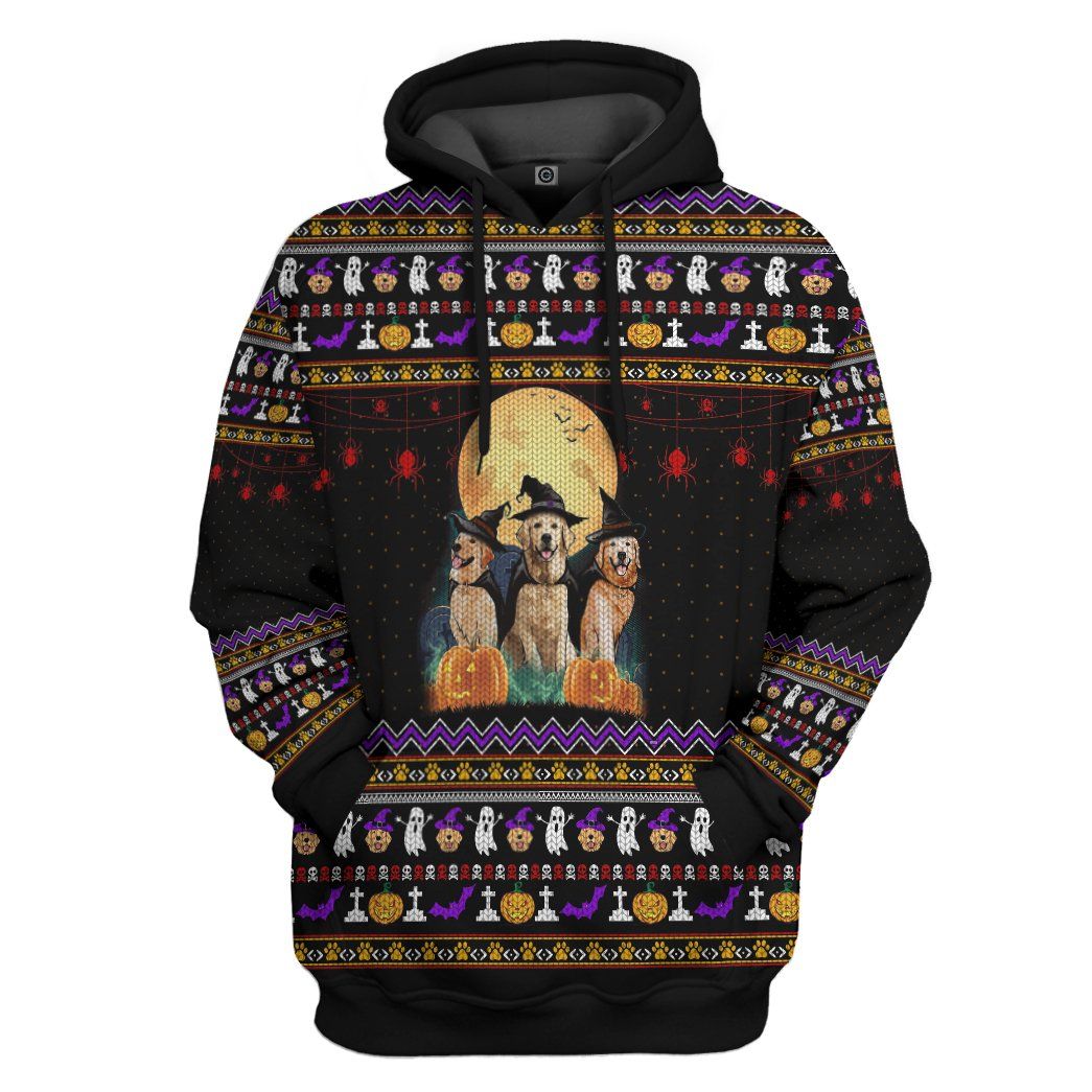 Golden Retriever Halloween Ugly Sweater Custom Hoodie Apparel