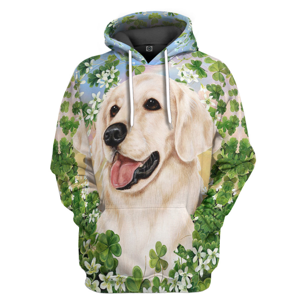 Golden Retriever White St Patricks Day All Over Print T-Shirt Hoodie Apparel