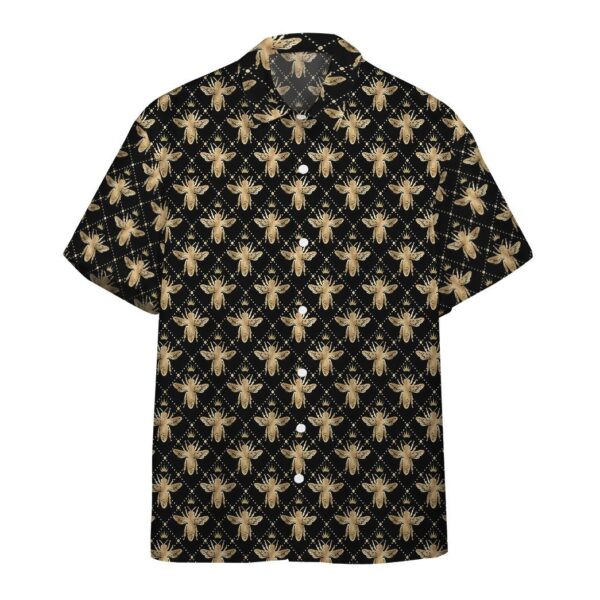 Golden Royal Bees In Black Custom Hawaii Shirt