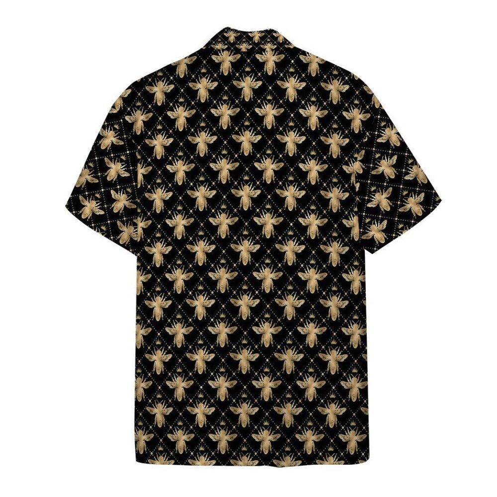 Golden Royal Bees In Black Custom Hawaii Shirt