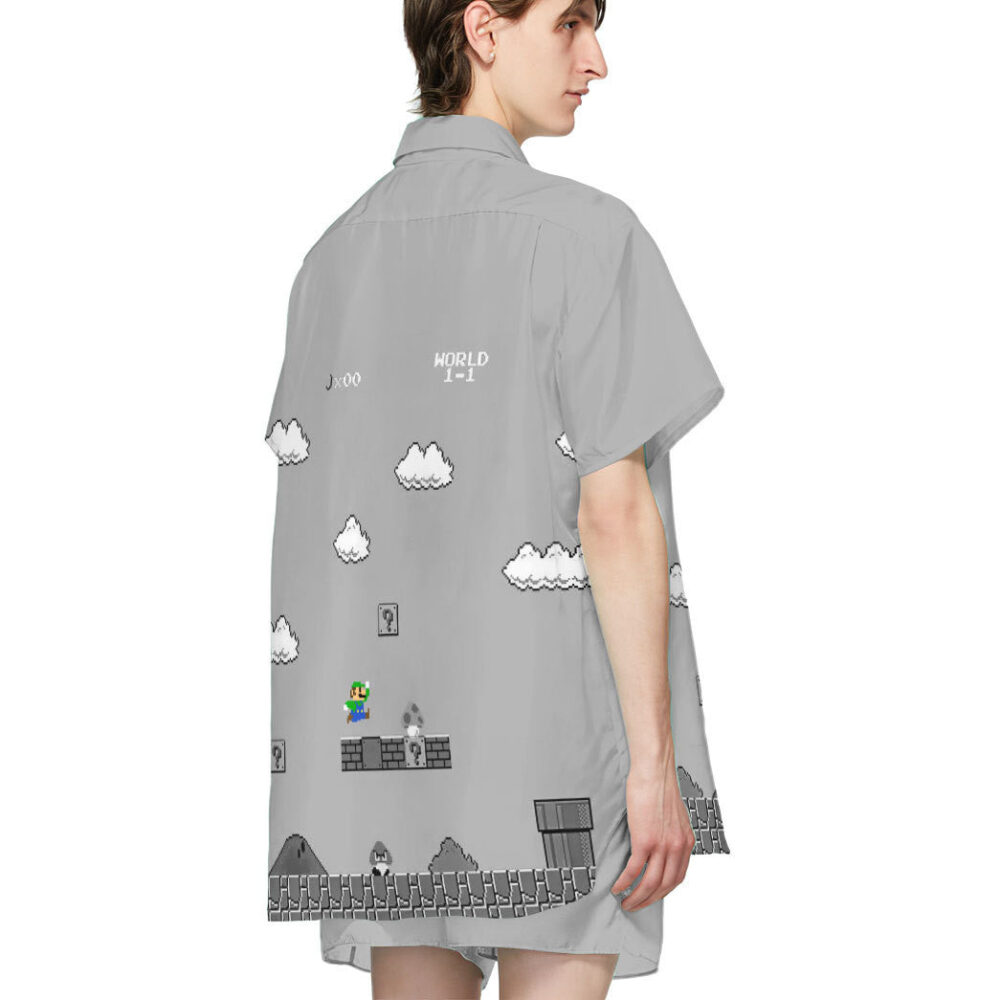 Gray 8Bit Luigi Custom Short Sleeves Shirt