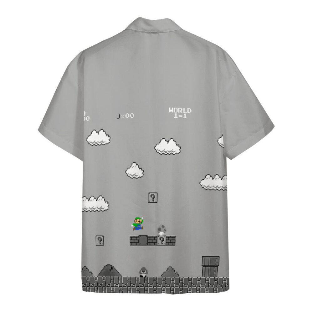 Gray 8Bit Luigi Custom Short Sleeves Shirt