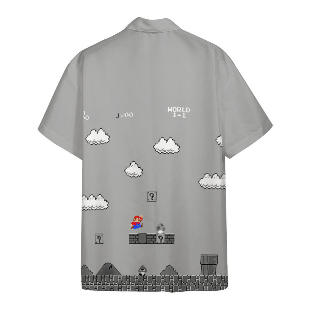 Gray 8Bit Mario Custom Short Sleeves Shirt