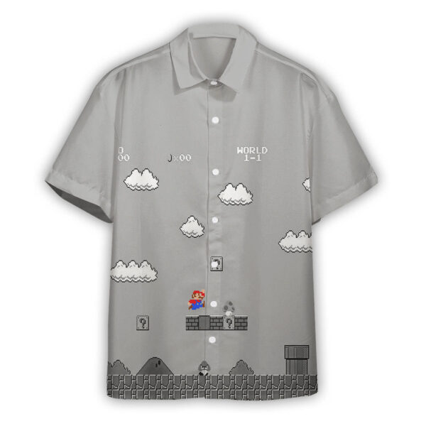 Gray 8Bit Mario Custom Short Sleeves Shirt