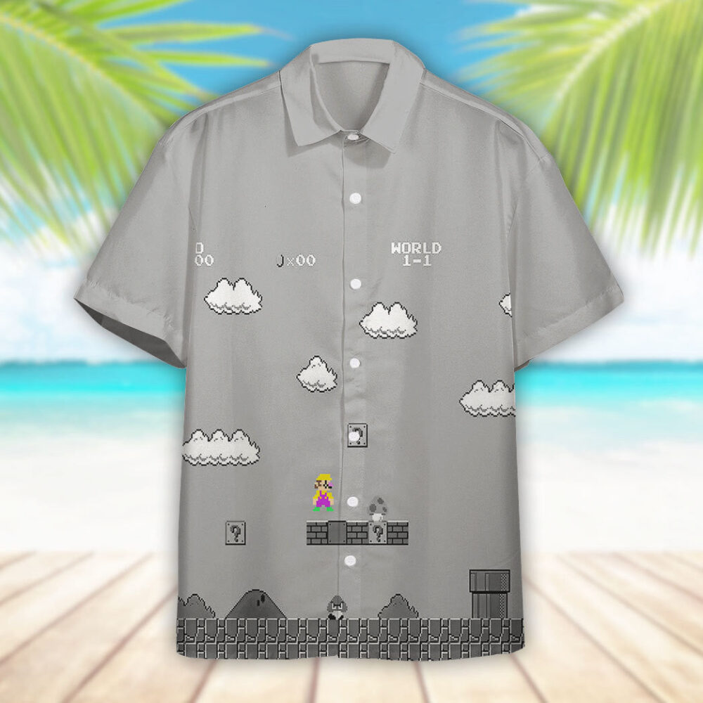 Gray 8Bit Wario Custom Short Sleeves Shirt