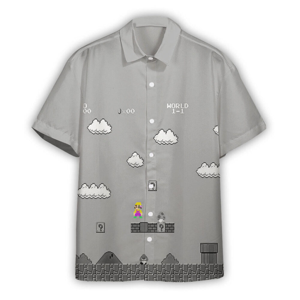 Gray 8Bit Wario Custom Short Sleeves Shirt