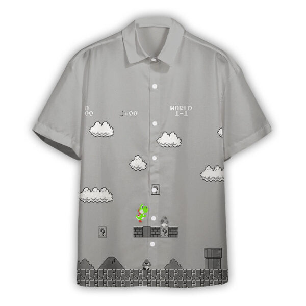 Gray 8Bit Yoshi Custom Short Sleeves Shirt