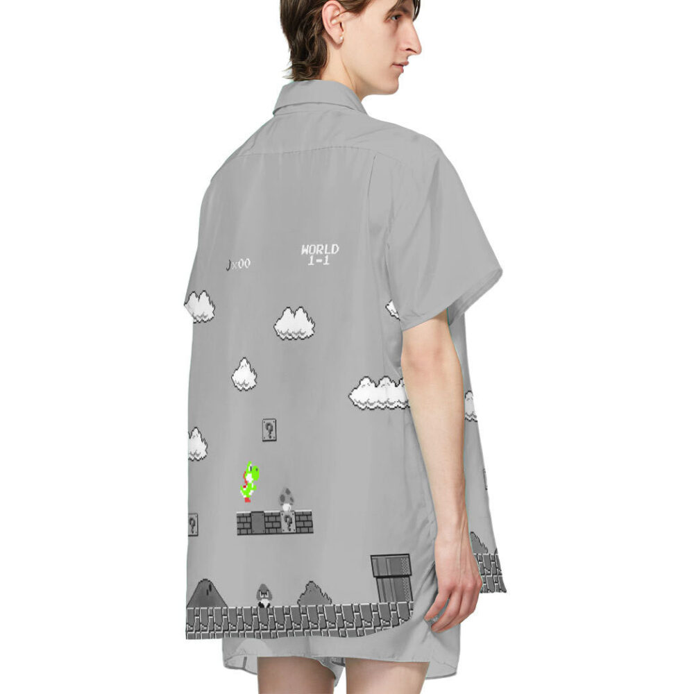 Gray 8Bit Yoshi Custom Short Sleeves Shirt