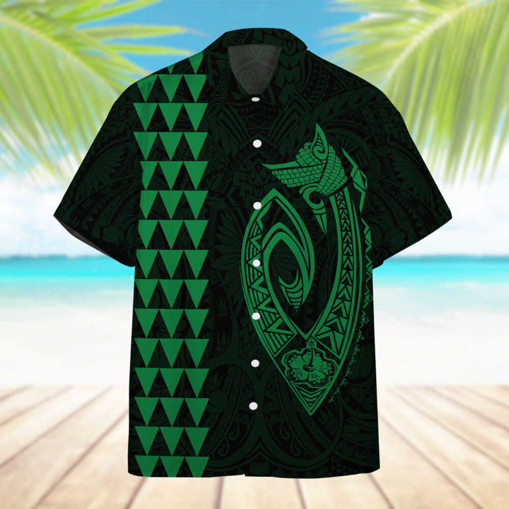 Green Fish Hook Hawaii Shirt